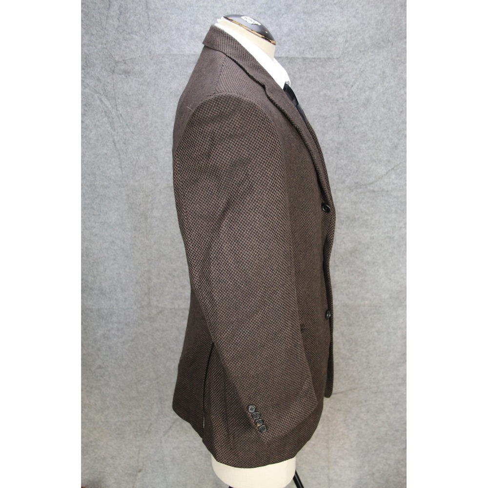 VTG Valentino Boutique Blazer Men 38R Brown Check Pure Cashmere Sport Coat Italy - Picture 3 of 16